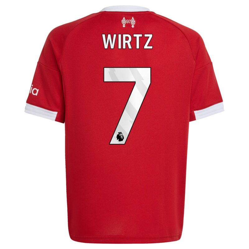 A2B image: liverpool-adidas-home-shirt-2025-26-kids-with-wirtz-7-printing Liverpool adidas Home Shirt 2025-26 - Kids with Wirtz 7 printing