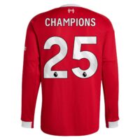 Liverpool adidas Home Shirt 2025-26 - Long sleeve with Champions 25 printing