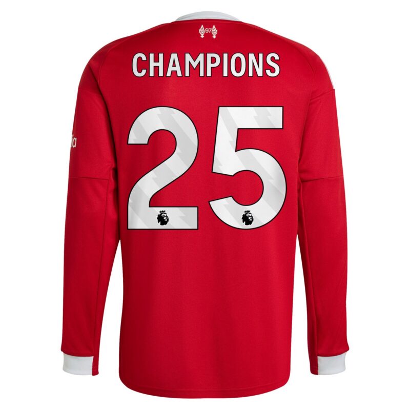 Liverpool adidas Home Shirt 2025-26 - Long sleeve with Champions 25 printing