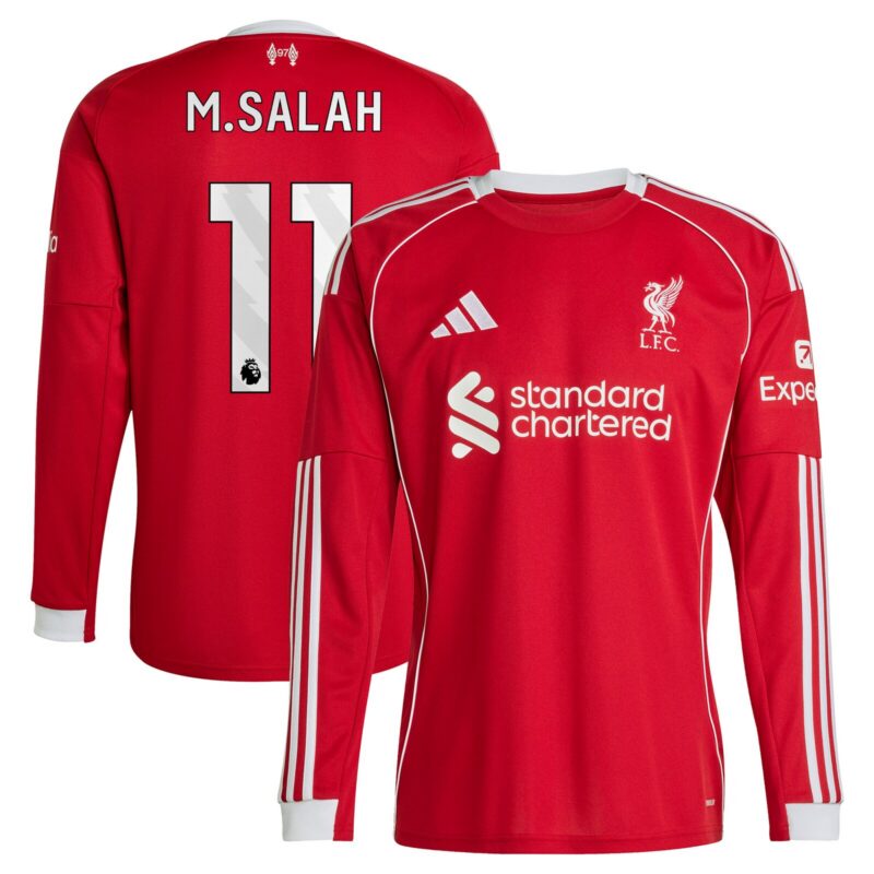 Liverpool adidas Home Shirt 2025-26 - Long sleeve with M.Salah 11 printing