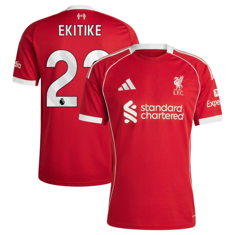 A2B image: liverpool-adidas-home-shirt-2025-26-with-ekitike-22-printing Liverpool adidas Home Shirt 2025-26 with Ekitike 22 printing