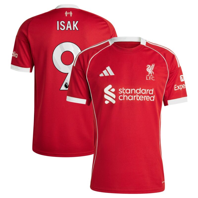 A2B image: liverpool-adidas-home-shirt-2025-26-with-isak-9-printing Liverpool adidas Home Shirt 2025-26 with Isak 9 printing