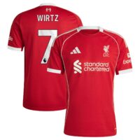 Liverpool adidas Home Shirt 2025-26 with Wirtz 7 printing