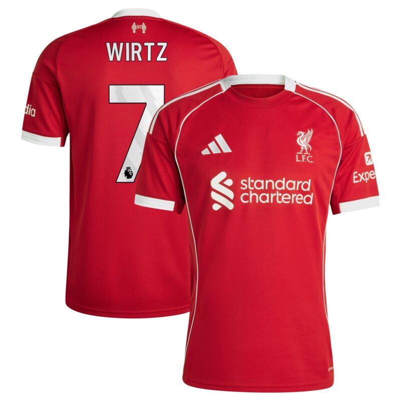 Liverpool adidas Home Shirt 2025-26 with Wirtz 7 printing