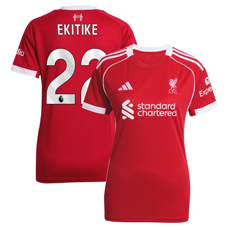 Liverpool adidas Home Shirt 2025-26 - Womens with Ekitike 22 printing