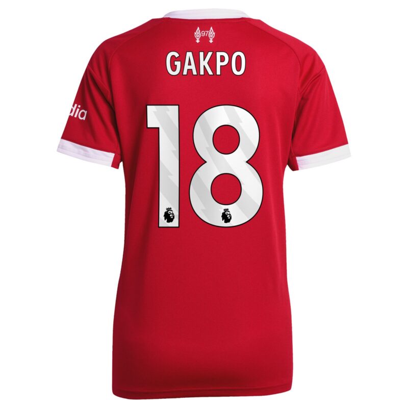 A2B image: liverpool-adidas-home-shirt-2025-26-womens-with-gakpo-18-printing Liverpool adidas Home Shirt 2025-26 - Womens with Gakpo 18 printing