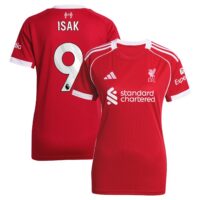 Liverpool adidas Home Shirt 2025-26 - Womens with Isak 9 printing