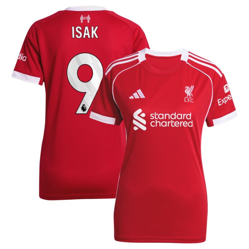 Liverpool adidas Home Shirt 2025-26 - Womens with Isak 9 printing