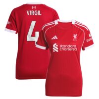 Liverpool adidas Home Shirt 2025-26 - Womens with Virgil 4 printing