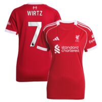 Liverpool adidas Home Shirt 2025-26 - Womens with Wirtz 7 printing