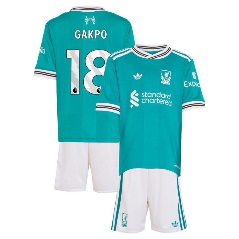 Liverpool adidas Third Minikit 2025-26 with Gakpo 18 printing