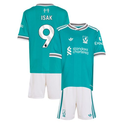 Liverpool adidas Third Minikit 2025-26 with Isak 9 printing