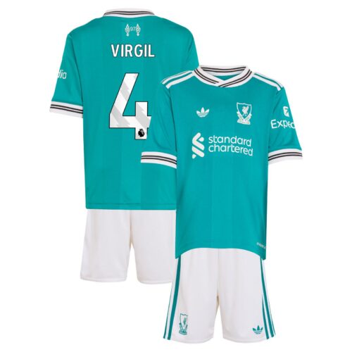 Liverpool adidas Third Minikit 2025-26 with Virgil 4 printing