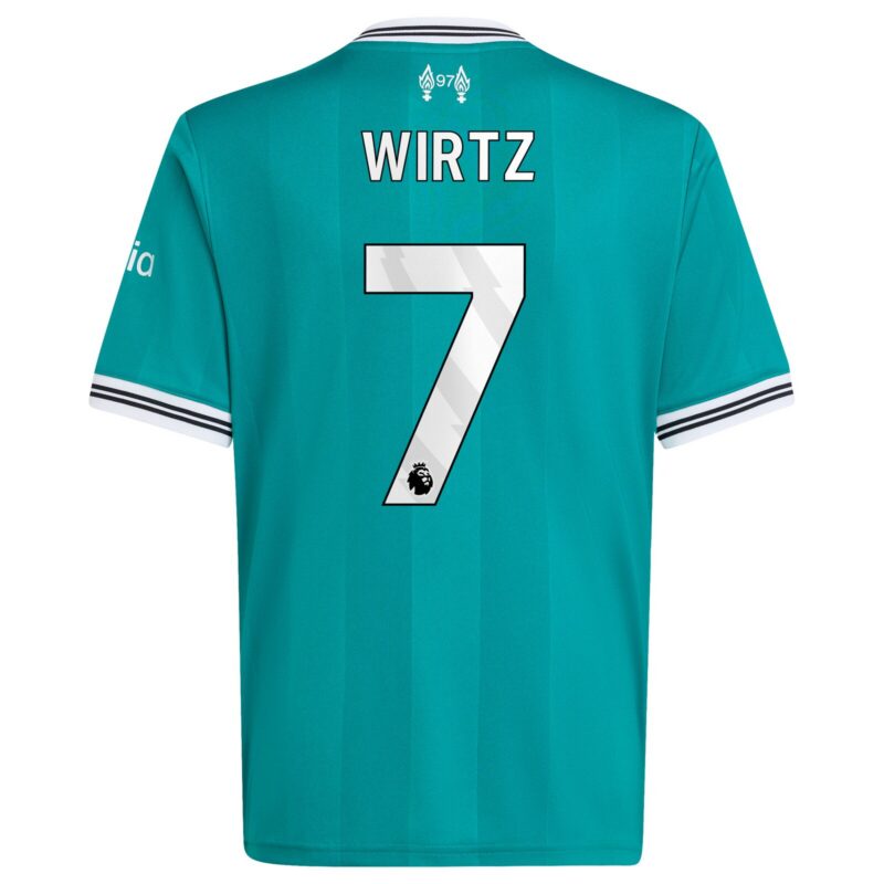 Liverpool adidas Third Shirt 2025-26 - Kids with Wirtz 7 printing