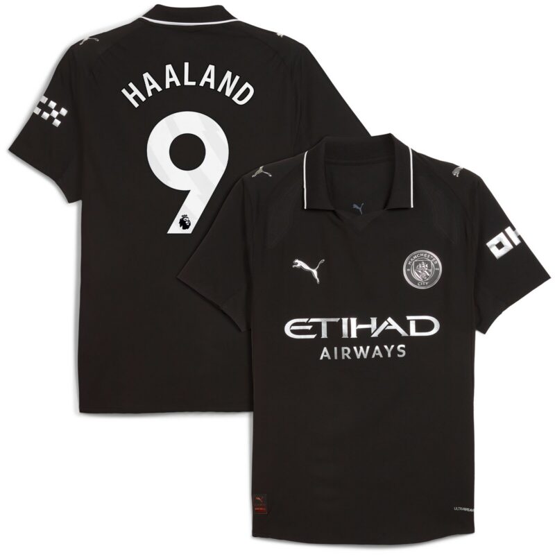 Manchester City PUMA Authentic Away Shirt 2025-26 with Haaland 9 printing