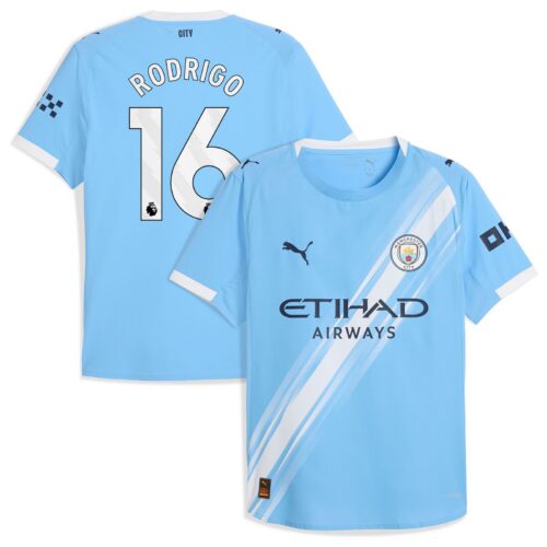 Manchester City PUMA Authentic Home Shirt 2025-26 with Rodrigo 16 printing