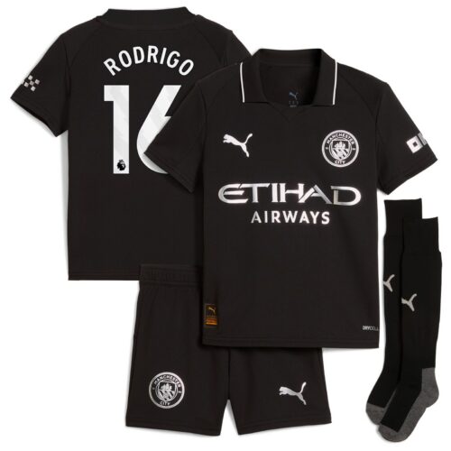 Manchester City PUMA Away Minikit 2025-26 with Rodrigo 16 printing