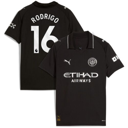 Manchester City PUMA Away Shirt 2025-26 - Kids with Rodrigo 16 printing