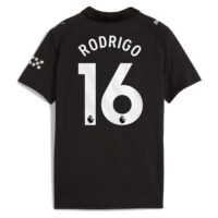 Manchester City PUMA Away Shirt 2025-26 - Kids with Rodrigo 16 printing