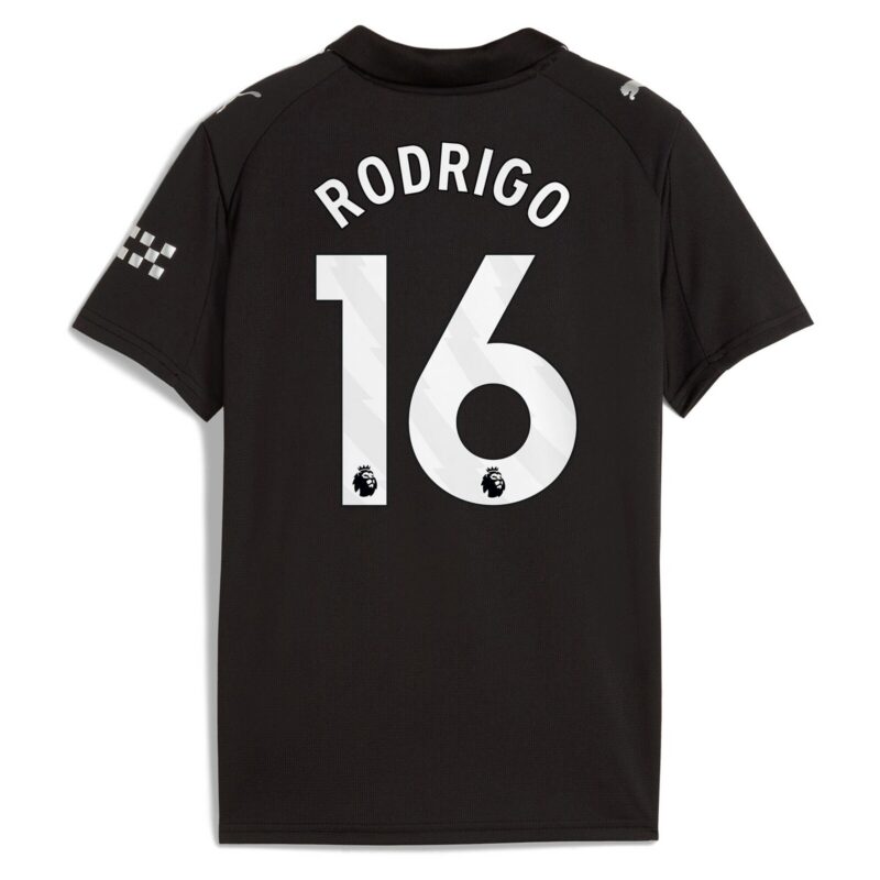 Manchester City PUMA Away Shirt 2025-26 - Kids with Rodrigo 16 printing