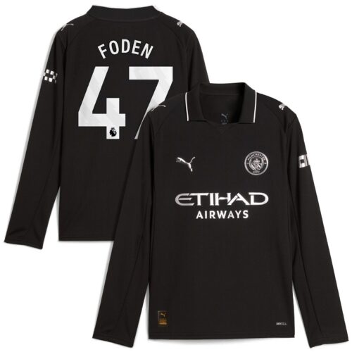 A2B image: manchester-city-puma-away-shirt-2025-26-long-sleeve-kids-with-foden-47-printing Manchester City PUMA Away Shirt 2025-26 - Long Sleeve - Kids with Foden 47 printing
