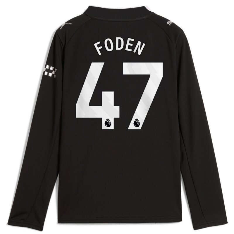 Manchester City PUMA Away Shirt 2025-26 - Long Sleeve - Kids with Foden 47 printing