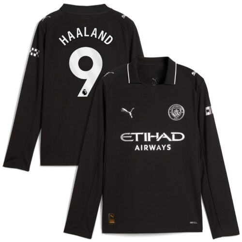 A2B image: manchester-city-puma-away-shirt-2025-26-long-sleeve-kids-with-haaland-9-printing Manchester City PUMA Away Shirt 2025-26 - Long Sleeve - Kids with Haaland 9 printing