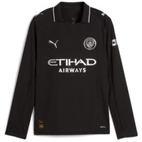 Manchester City PUMA Away Shirt 2025-26 - Long Sleeve - Kids with Haaland 9 printing