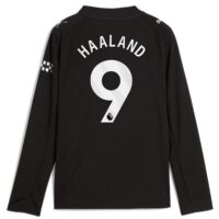 Manchester City PUMA Away Shirt 2025-26 - Long Sleeve - Kids with Haaland 9 printing