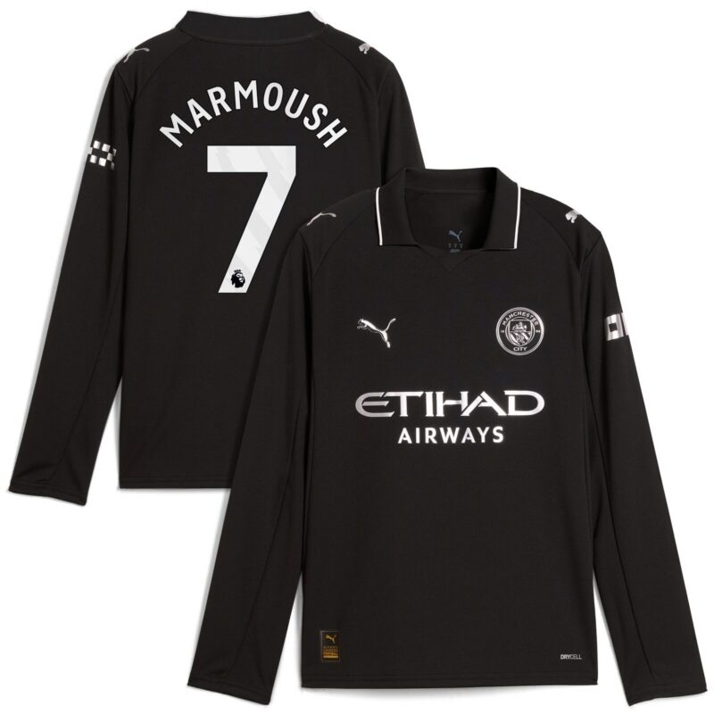 Manchester City PUMA Away Shirt 2025-26 - Long Sleeve - Kids with Marmoush 7 printing