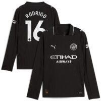 Manchester City PUMA Away Shirt 2025-26 - Long Sleeve - Kids with Rodrigo 16 printing