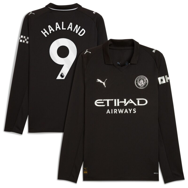 Manchester City PUMA Away Shirt 2025-26 - Long Sleeve with Haaland 9 printing