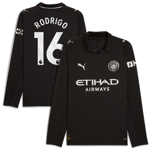 Manchester City PUMA Away Shirt 2025-26 - Long Sleeve with Rodrigo 16 printing