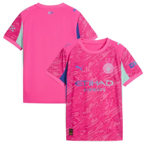 A2B image: manchester-city-puma-goalkeeper-shirt-2025-26-pink-kids Manchester City PUMA Goalkeeper Shirt 2025-26 - Pink - Kids