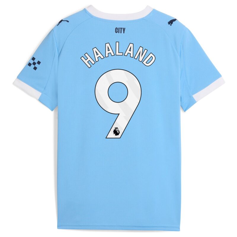 A2B image: manchester-city-puma-home-shirt-2025-26-kids-with-haaland-9-printing Manchester City PUMA Home Shirt 2025-26 - Kids with Haaland 9 printing