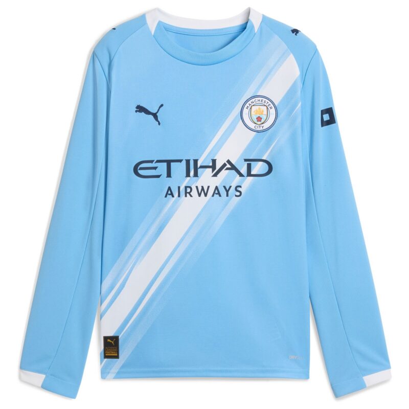 Manchester City PUMA Home Shirt 2025-26 - Long Sleeve - Kids with Foden 47 printing