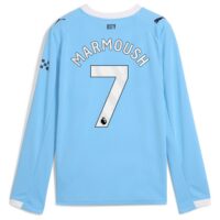 Manchester City PUMA Home Shirt 2025-26 - Long Sleeve - Kids with Marmoush 7 printing