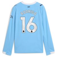 Manchester City PUMA Home Shirt 2025-26 - Long Sleeve - Kids with Rodrigo 16 printing