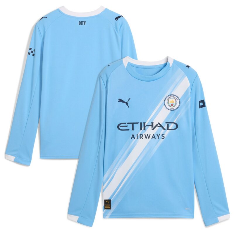 Manchester City PUMA Home Shirt 2025-26 - Long Sleeve - Kids