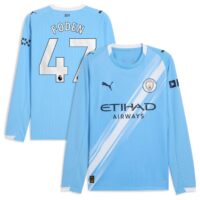 Manchester City PUMA Home Shirt 2025-26 - Long Sleeve with Foden 47 printing