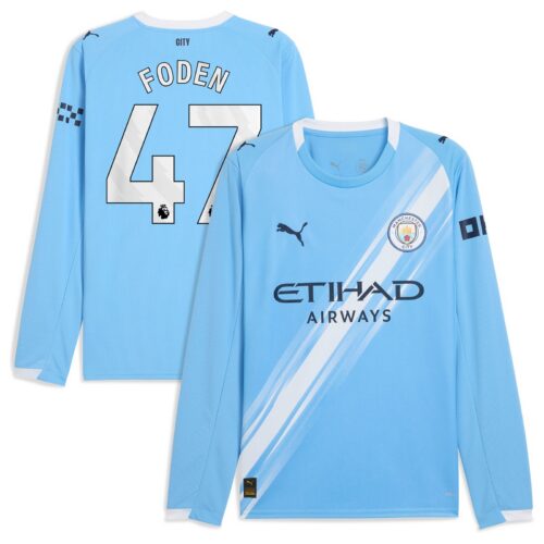 A2B image: manchester-city-puma-home-shirt-2025-26-long-sleeve-with-foden-47-printing Manchester City PUMA Home Shirt 2025-26 - Long Sleeve with Foden 47 printing