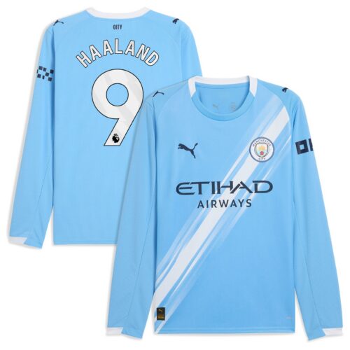 A2B image: manchester-city-puma-home-shirt-2025-26-long-sleeve-with-haaland-9-printing Manchester City PUMA Home Shirt 2025-26 - Long Sleeve with Haaland 9 printing