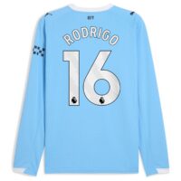 Manchester City PUMA Home Shirt 2025-26 - Long Sleeve with Rodrigo 16 printing