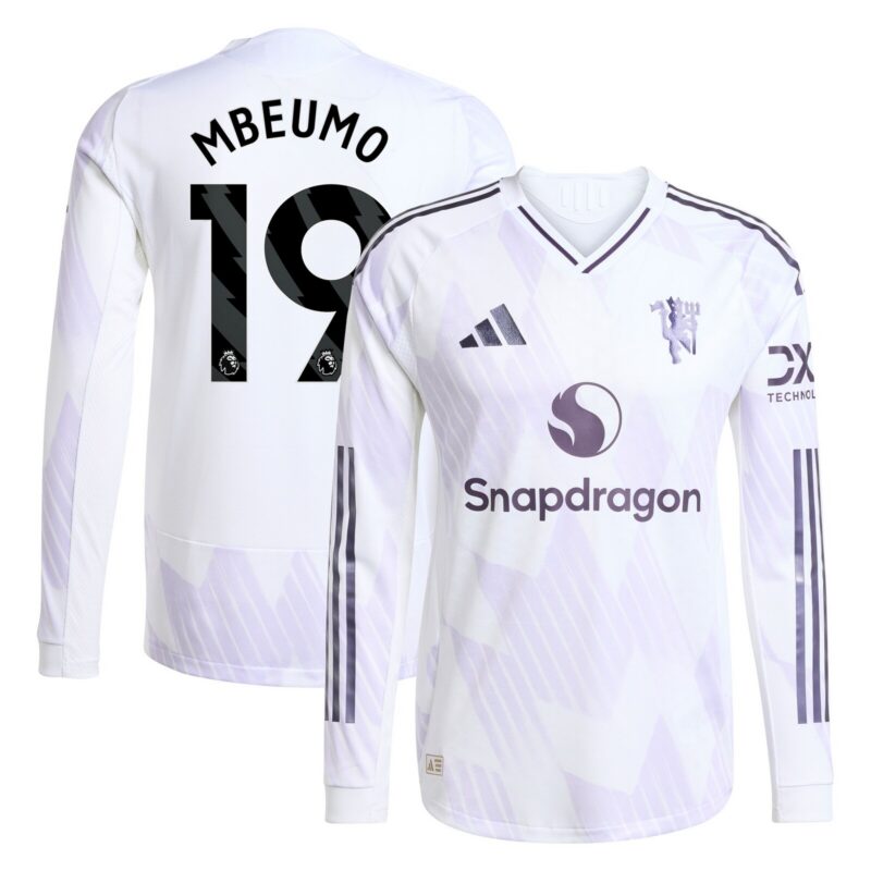 Manchester United adidas Away Authentic Shirt 2025-26 - Long Sleeve with Mbeumo 19 printing