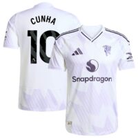 Manchester United adidas Away Authentic Shirt 2025-26 with Cunha 10 printing
