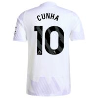 Manchester United adidas Away Authentic Shirt 2025-26 with Cunha 10 printing