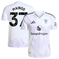 Manchester United adidas Away Authentic Shirt 2025-26 with Mainoo 37 printing