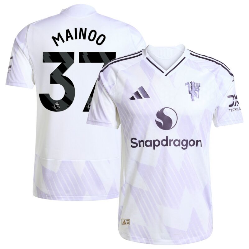Manchester United adidas Away Authentic Shirt 2025-26 with Mainoo 37 printing