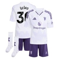 Manchester United adidas Away Minikit 2025-26 with Šeško 30 printing