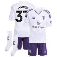 Manchester United adidas Away Minikit 2025-26 with Mainoo 37 printing